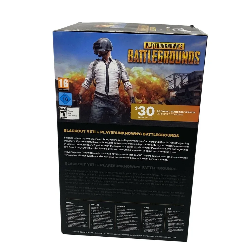 Blue Yeti Blackout & Playerunknown's Battlegrounds PUBG Bundle USB Microphone